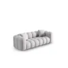 SOFA Halley 3-osobowa aksamitna, eleganckie przeszycia, zaoblone kształty, designerski styl, srebrna