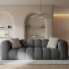 SOFA Halley 3-osobowa aksamitna, eleganckie przeszycia, zaoblone kształty, designerski styl, szara-1