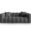 SOFA Halley 3-osobowa aksamitna, eleganckie przeszycia, zaoblone kształty, designerski styl, szara-2