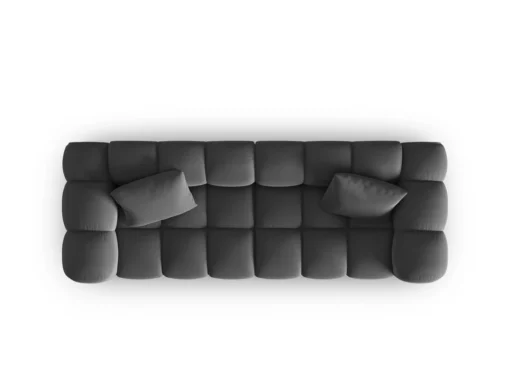 SOFA Halley 3-osobowa aksamitna, eleganckie przeszycia, zaoblone kształty, designerski styl, szara-3