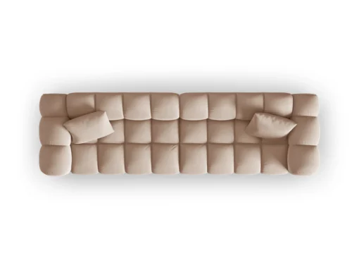 SOFA Halley 4-osobowa aksamitna, eleganckie przeszycia, zaoblone kształty, designerski styl, beżowa-4
