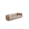 SOFA Halley 4-osobowa aksamitna, eleganckie przeszycia, zaoblone kształty, designerski styl, beżowa