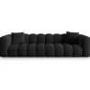 SOFA Halley 4-osobowa aksamitna, eleganckie przeszycia, zaoblone kształty, designerski styl, czarna-2