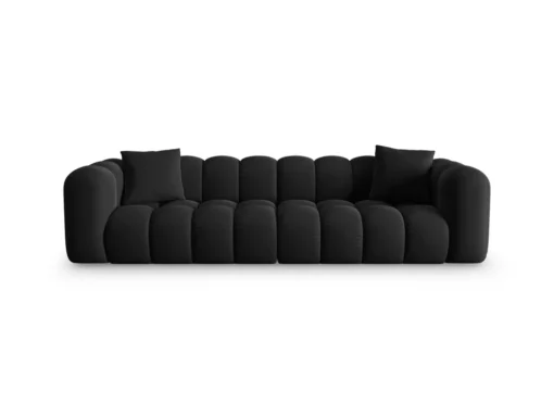 SOFA Halley 4-osobowa aksamitna, eleganckie przeszycia, zaoblone kształty, designerski styl, czarna-2