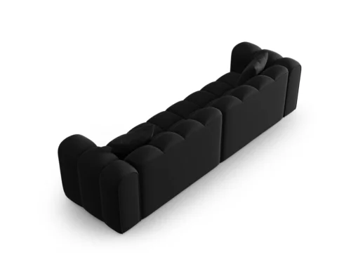SOFA Halley 4-osobowa aksamitna, eleganckie przeszycia, zaoblone kształty, designerski styl, czarna-3