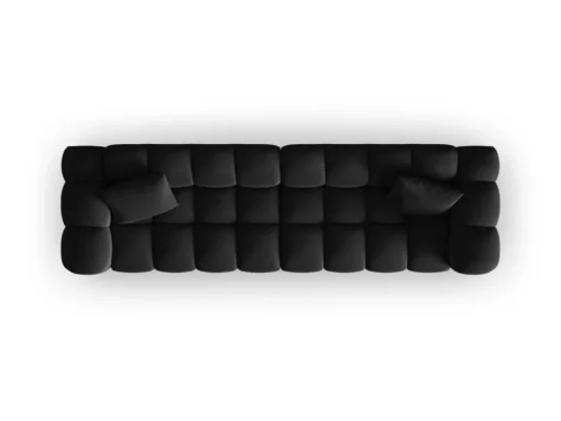 SOFA Halley 4-osobowa aksamitna, eleganckie przeszycia, zaoblone kształty, designerski styl, czarna-4