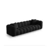 SOFA Halley 4-osobowa aksamitna, eleganckie przeszycia, zaoblone kształty, designerski styl, czarna