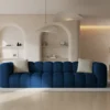 SOFA Halley 4-osobowa aksamitna, eleganckie przeszycia, zaoblone kształty, designerski styl, granat królewski-1