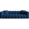 SOFA Halley 4-osobowa aksamitna, eleganckie przeszycia, zaoblone kształty, designerski styl, granat królewski-2