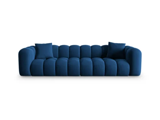 SOFA Halley 4-osobowa aksamitna, eleganckie przeszycia, zaoblone kształty, designerski styl, granat królewski-2