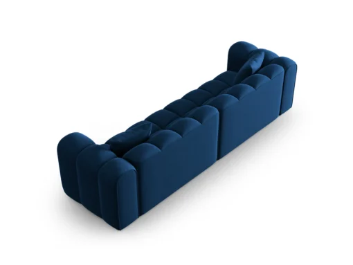 SOFA Halley 4-osobowa aksamitna, eleganckie przeszycia, zaoblone kształty, designerski styl, granat królewski-3
