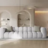 SOFA Halley 4-osobowa aksamitna, eleganckie przeszycia, zaoblone kształty, designerski styl, srebrna-1