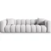 SOFA Halley 4-osobowa aksamitna, eleganckie przeszycia, zaoblone kształty, designerski styl, srebrna-2