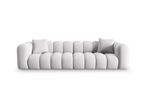 SOFA Halley 4-osobowa aksamitna, eleganckie przeszycia, zaoblone kształty, designerski styl, srebrna-2