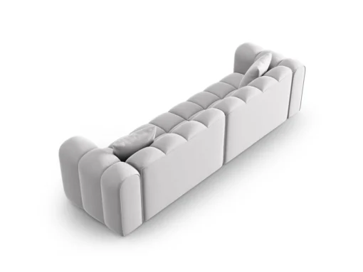 SOFA Halley 4-osobowa aksamitna, eleganckie przeszycia, zaoblone kształty, designerski styl, srebrna-3