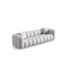 SOFA Halley 4-osobowa aksamitna, eleganckie przeszycia, zaoblone kształty, designerski styl, srebrna