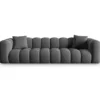 SOFA Halley 4-osobowa aksamitna, eleganckie przeszycia, zaoblone kształty, designerski styl, szara-2