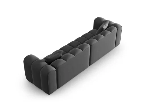 SOFA Halley 4-osobowa aksamitna, eleganckie przeszycia, zaoblone kształty, designerski styl, szara-3