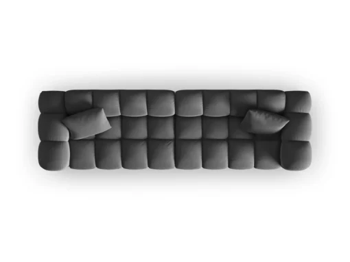 SOFA Halley 4-osobowa aksamitna, eleganckie przeszycia, zaoblone kształty, designerski styl, szara-4