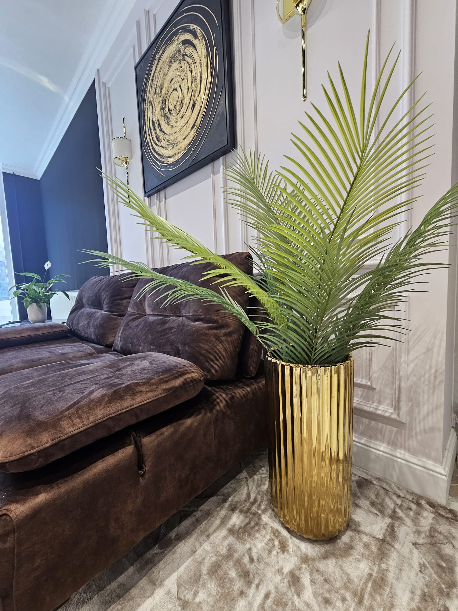 ZESTAW 2 DONIC wysokie, ryflowane w złotym połysku, ceramika mrozoodporna