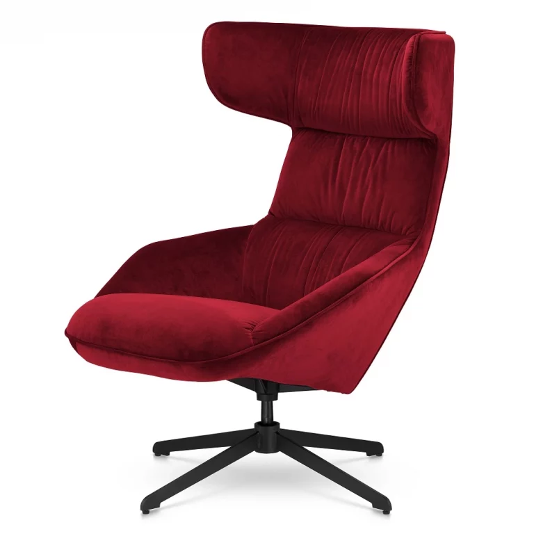 FOTEL Atero w designerskim stylu, obrotowy, nowoczesny kształt, świetnie wyprofilowany, velvet do wyboru, czerwony, czarny