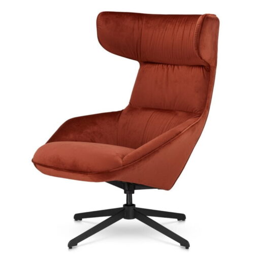 FOTEL Atero w designerskim stylu, obrotowy, nowoczesny kształt, świetnie wyprofilowany, velvet do wyboru, miedziany, czarny
