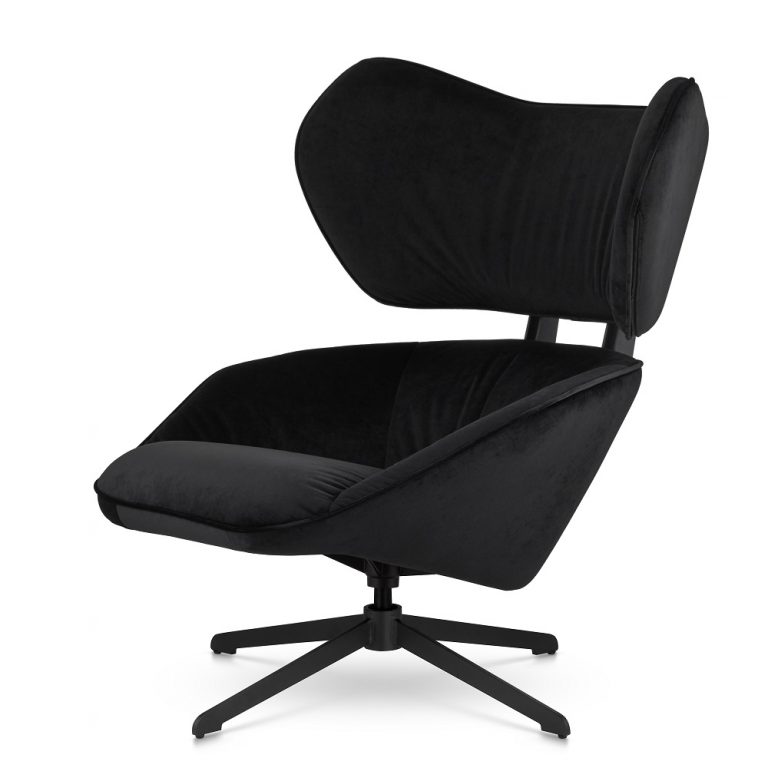FOTEL Bonucci obrotowy, czarne nogi, tapicerowane siedzisko (kolor do wyboru), nowoczesny styl, czarny
