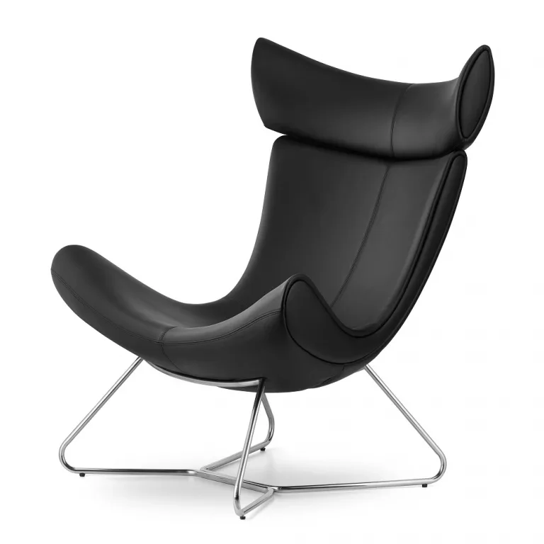 FOTEL Larvik na srebrnym metalowym stelażu, industrialny styl, wypoczynkowy, do salonu, czarna skóra ekologiczna FOTEL Larvik na srebrnym metalowym stelażu, industrialny styl, wypoczynkowy, do salonu, czarna skóra ekologiczna