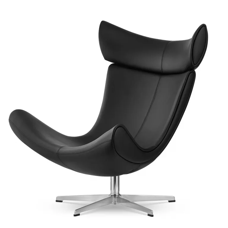 FOTEL Larvik w industrialnym stylu, obrotowy, srebrna podstawa, idealny do salonu, nowoczesny, skóra naturalna-skóra ekologiczna