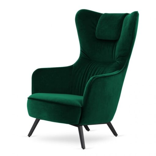 FOTEL Skive wypoczynkowy, do salonu, velvetowa tkanina do wyboru, uszak, designerski styl, butelkowy