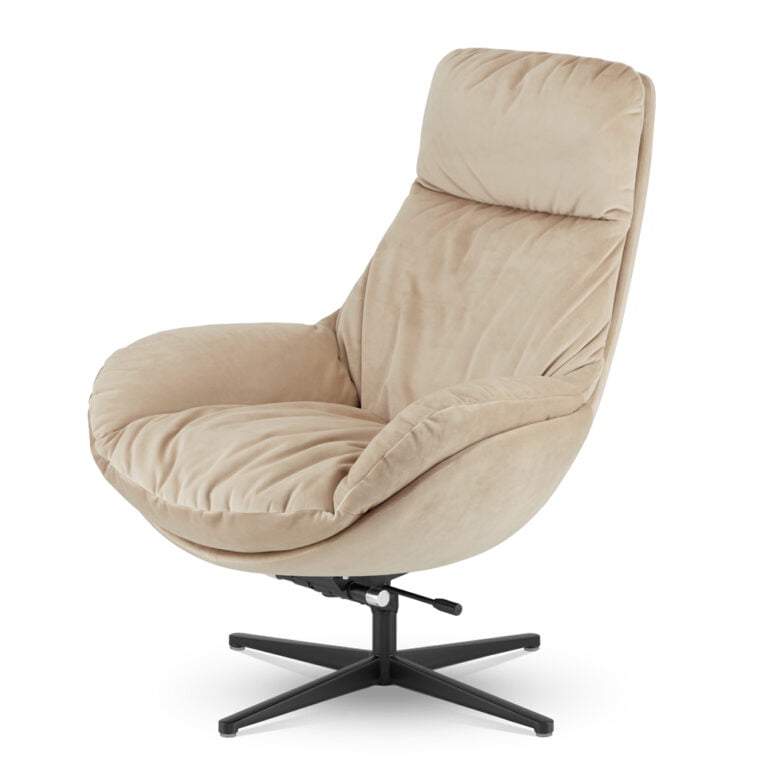 FOTEL Torsby bujany, obrotowy, wysokie oparcie, obłe kształty, nowoczesny styl, beżowy