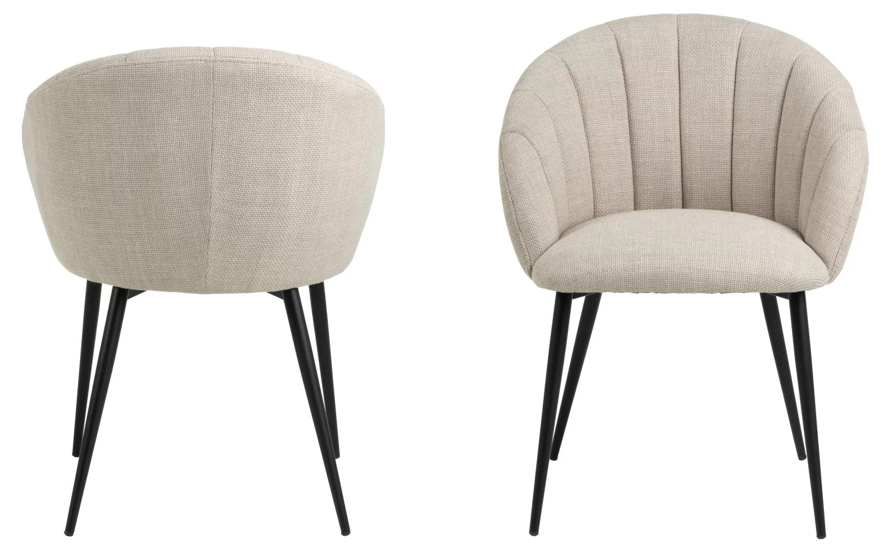 KRZESŁO Clara tapicerowane, beżowe, czarne metalowe nogi, przeszywane siedzisko, nowoczesne, designerskie
