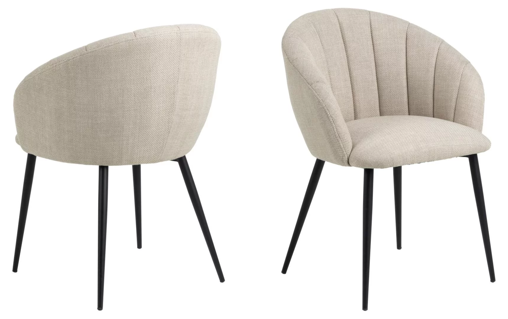 KRZESŁO Clara tapicerowane, beżowe, czarne metalowe nogi, przeszywane siedzisko, nowoczesne, piękne