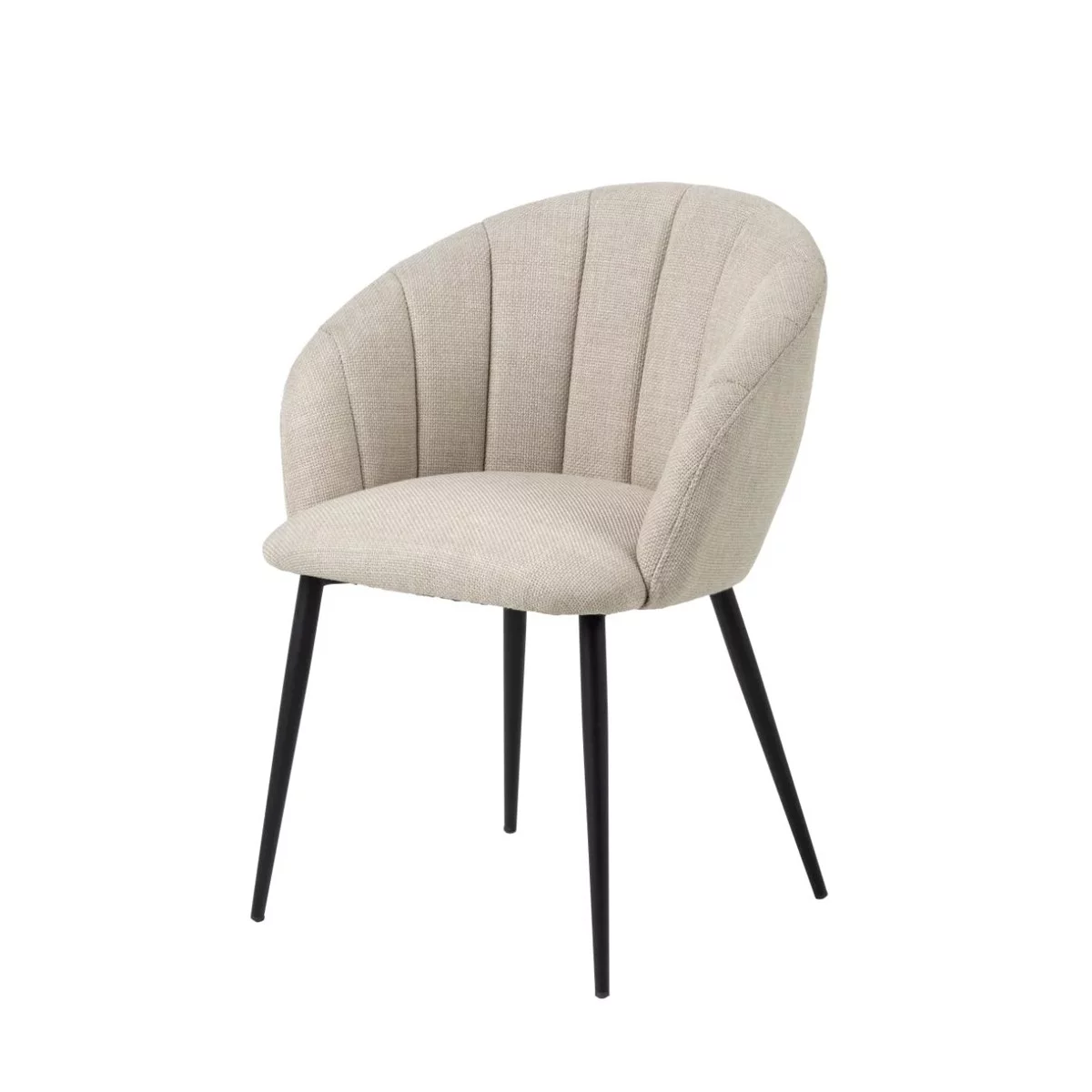 KRZESŁO Clara tapicerowane, beżowe, czarne metalowe nogi, przeszywane siedzisko, nowoczesne