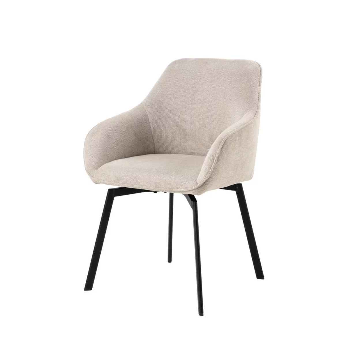 KRZESŁO Enzo, beżowa tapicerka, czarne, metalowe nogi, idealne do jadalni, nowoczesny, minimalistyczny styl