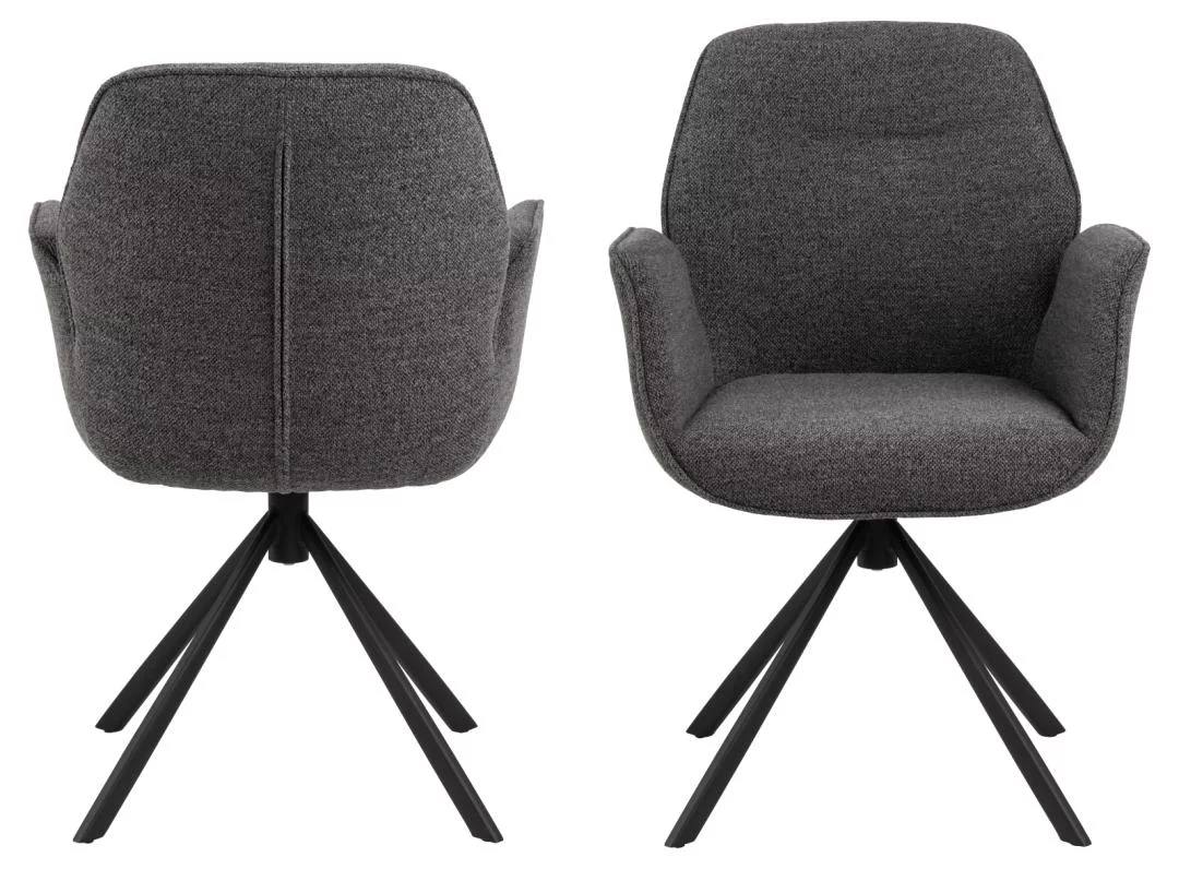 KRZESŁO Livia na czarnym czteroramiennym stelażu z mechanizmem obrotowym, różne kolory tkaniny, nowoczesny styl, antracytowe, designerskie