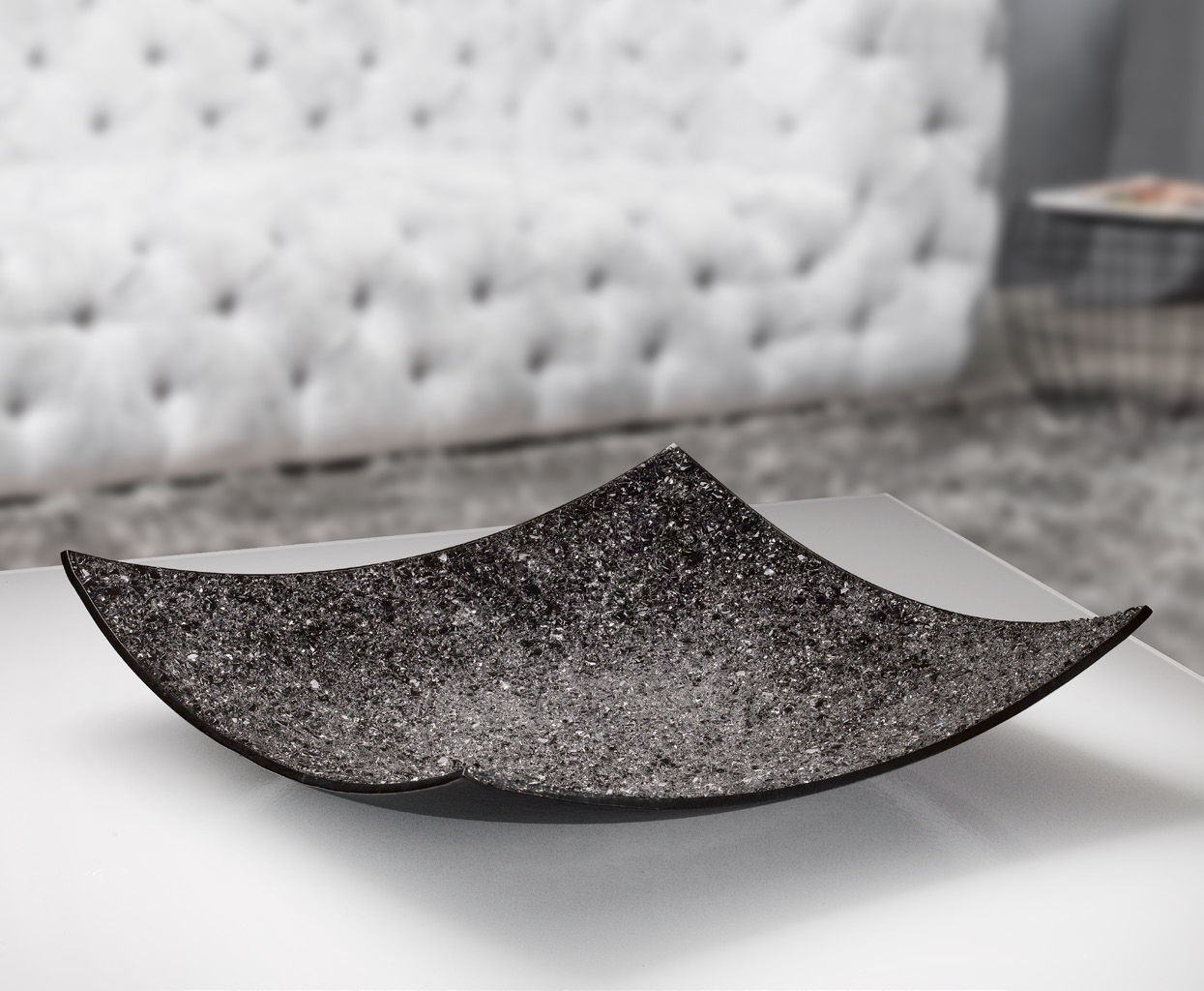 MISA Tusa Black, szklana, czarna z drobinkami, kwadratowa, włoskie wykonanie, nowoczesny styl