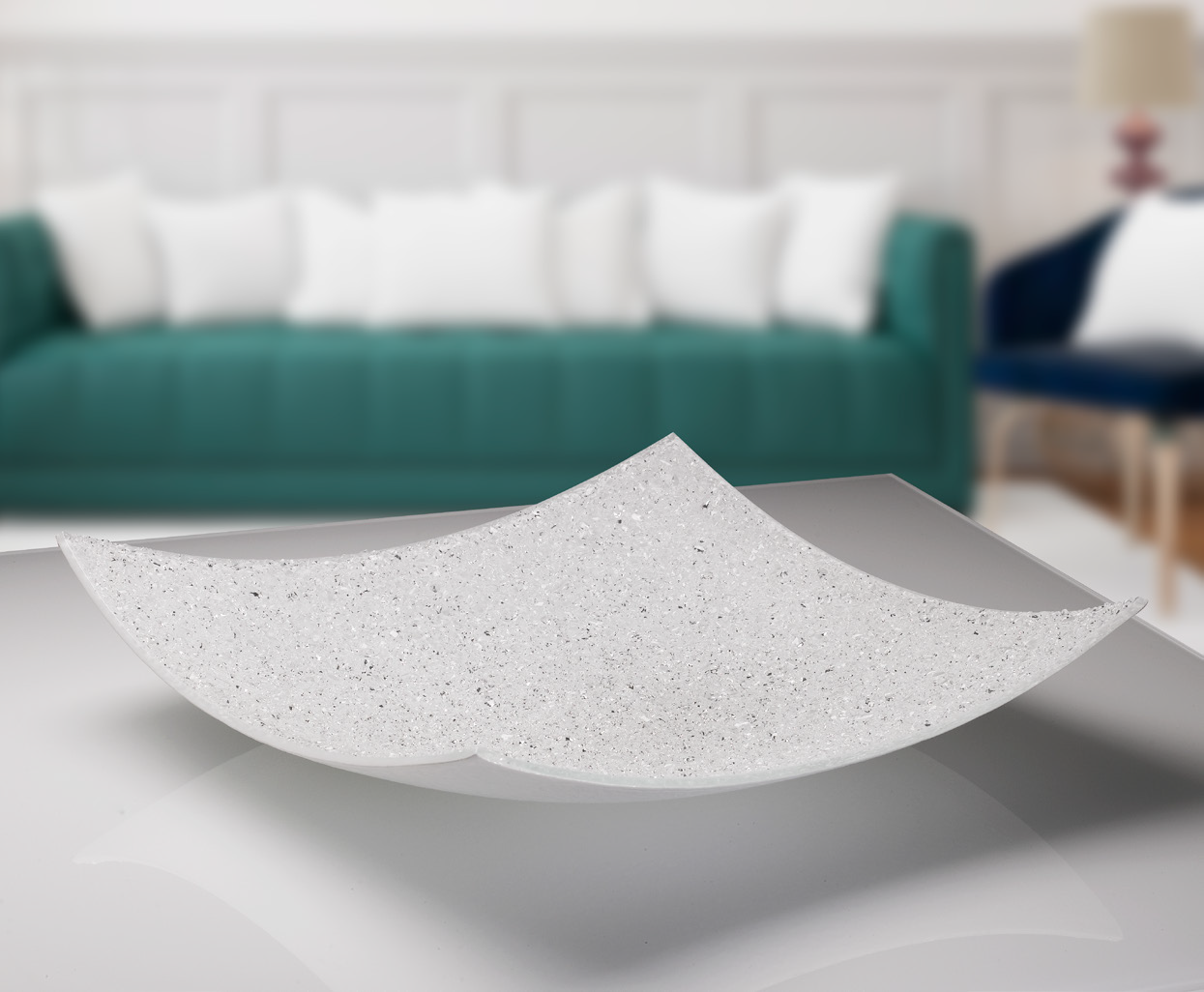 MISA Tusa White, szklana, biała z drobinkami, kwadratowa, włoskie wykonanie, nowoczesny styl, piękna