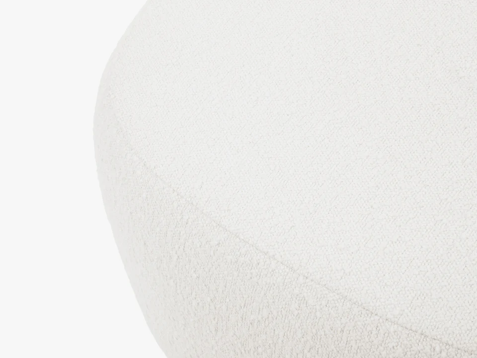 PUF Saamit w nowoczesnym stylu, obłe kształty, okrągły, elegancki kształt, tkanina boucle, beżowy, wyjątkowy