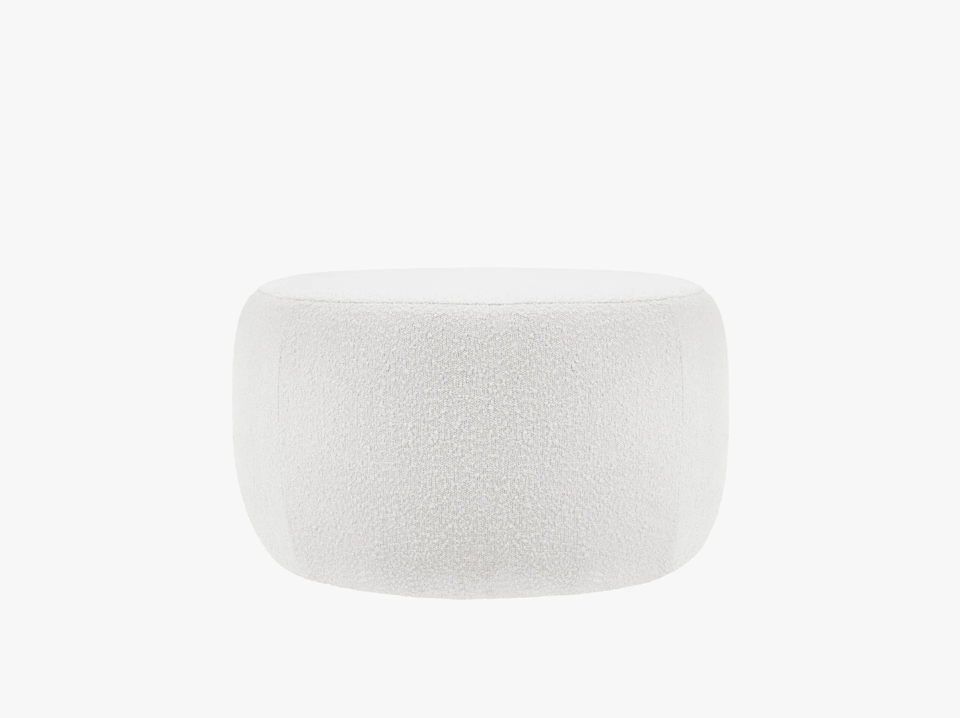 PUF Saamit w nowoczesnym stylu, obłe kształty, okrągły, elegancki kształt, tkanina boucle, beżowy