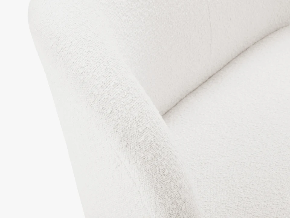 SOFA 3-osobowa Saamit o obłych kształtach, elegancki styl z nutą nowoczesności, tkanina boucle, beżowa, ekskluzywna