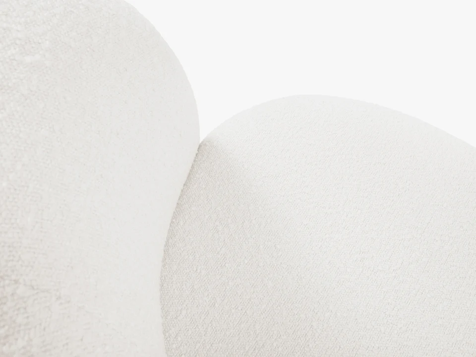 SOFA 3-osobowa Saamit o obłych kształtach, elegancki styl z nutą nowoczesności, tkanina boucle, beżowa, elegancka