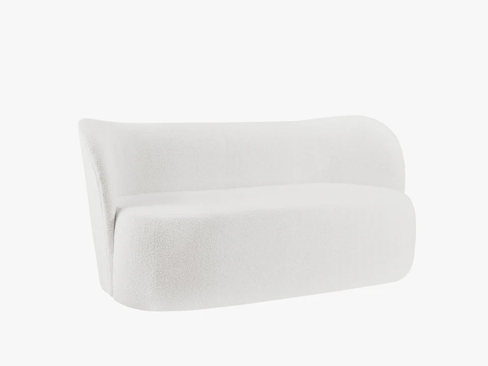 SOFA 3-osobowa Saamit o obłych kształtach, elegancki styl z nutą nowoczesności, tkanina boucle, beżowa, piękna