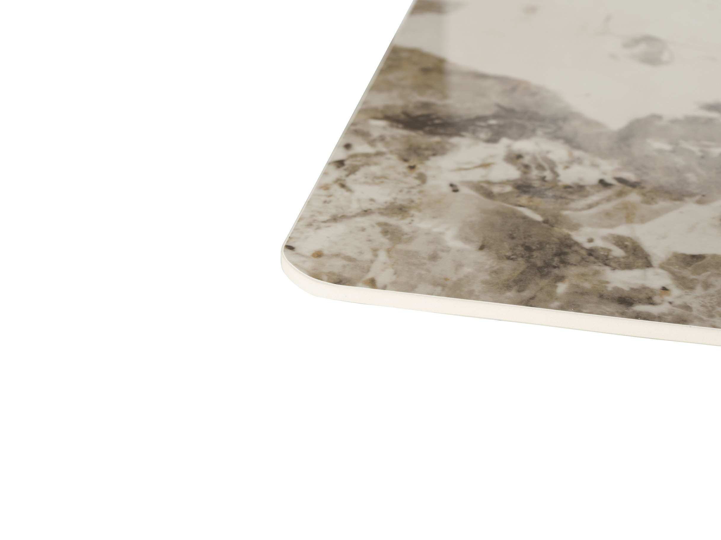 STÓŁ JADALNIANY Balance prostokątny na złotym, designerskim stelażu, biały blat ze spieku kamiennego, nowoczesny, blat