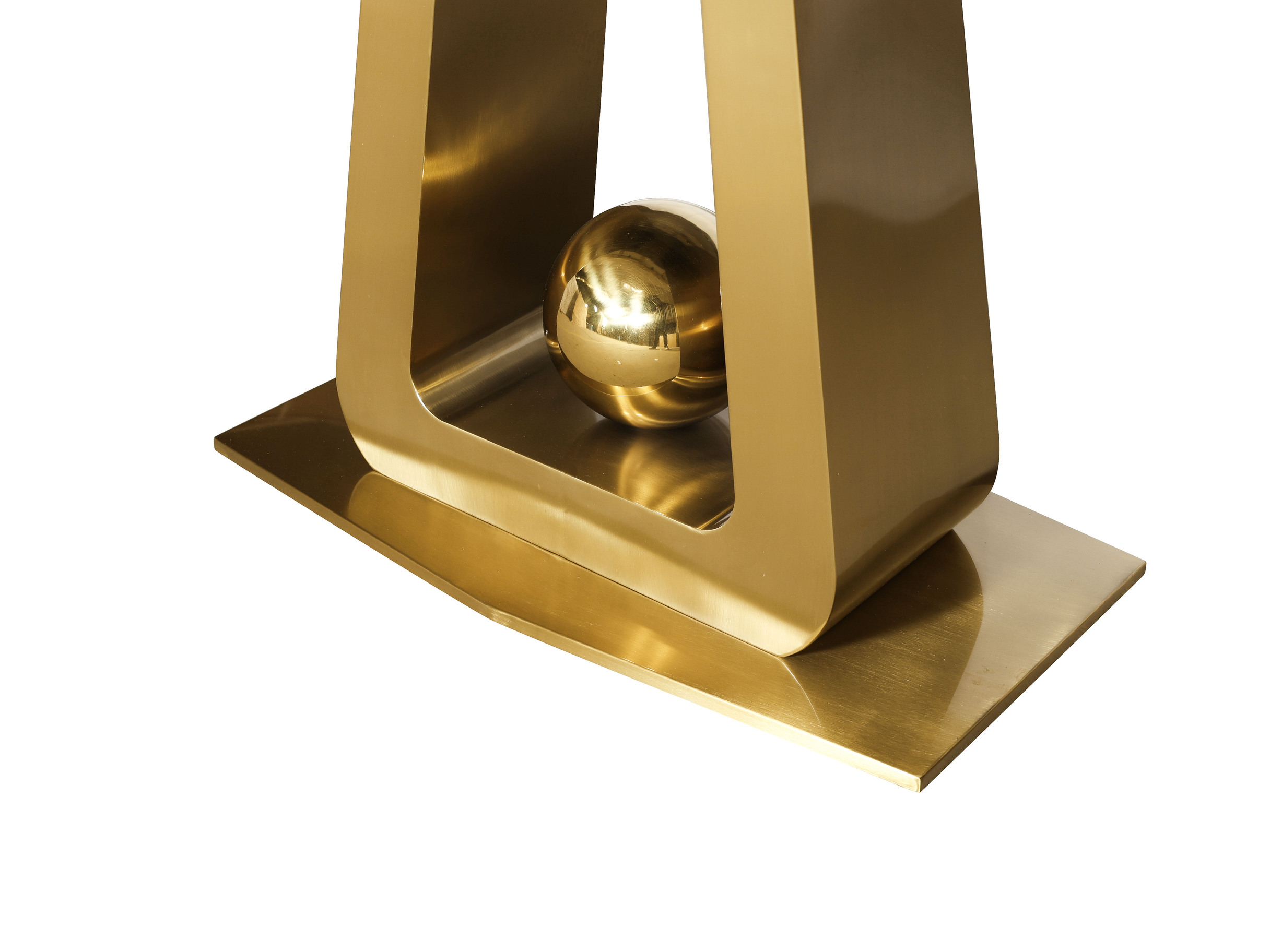 STÓŁ JADALNIANY Balance prostokątny na złotym, designerskim stelażu, biały blat ze spieku kamiennego, nowoczesny, detale