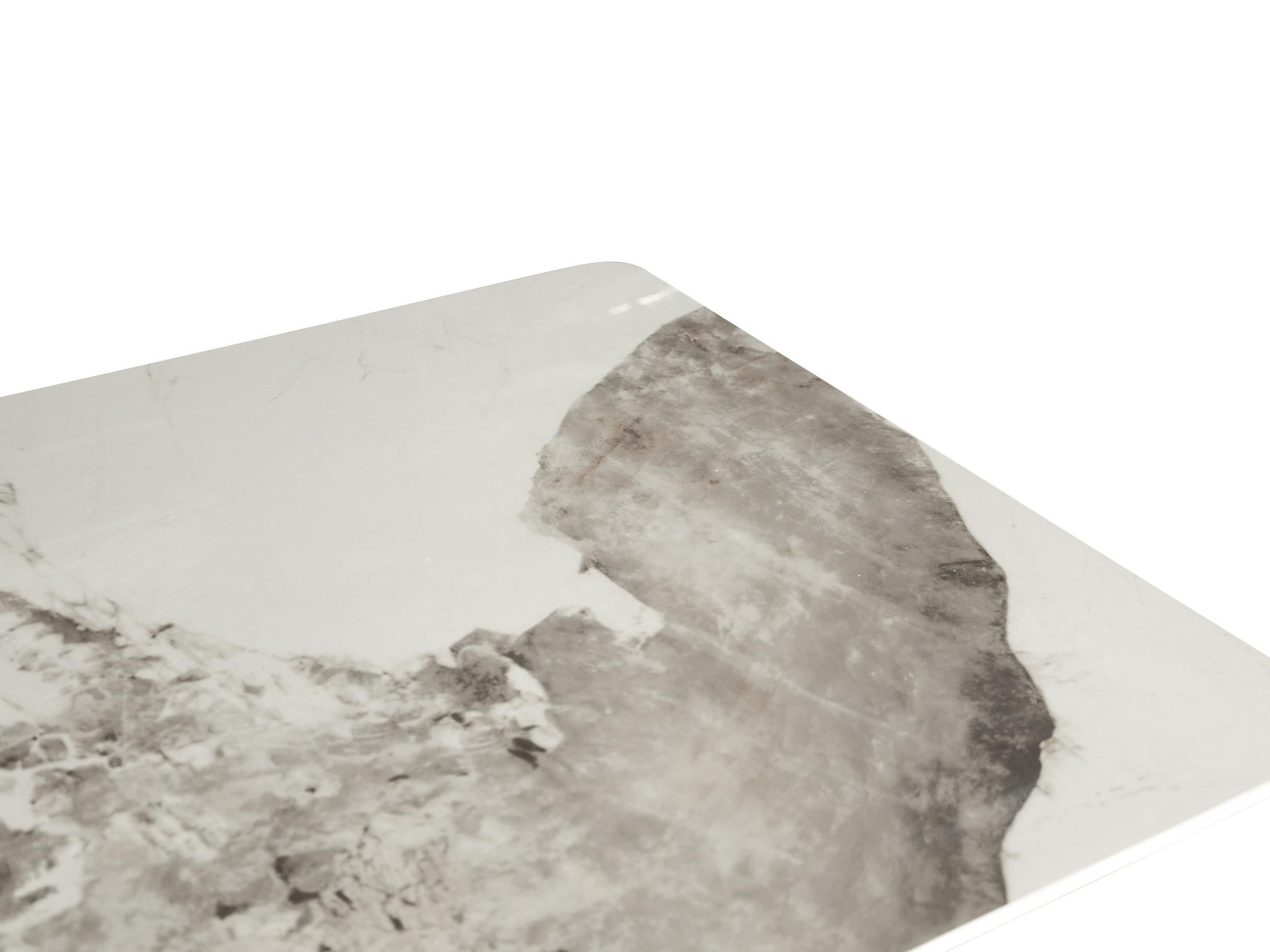 STÓŁ JADALNIANY o metalowo-marmurowej podstawie w kształcie X, duży blat ze spieku kamiennego, nowoczesny glamour, najwyższa jakość