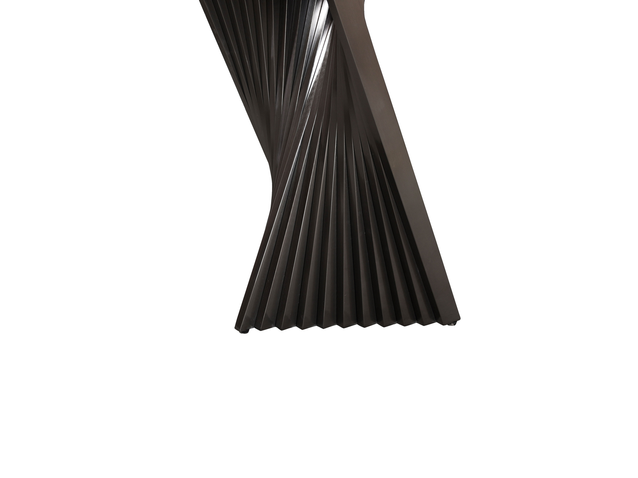 STÓŁ JADALNIANY prostokątny, grafitowa podstawa przypominająca wachlarz, biały blat ze spieku, nowoczesny styl, do salonu