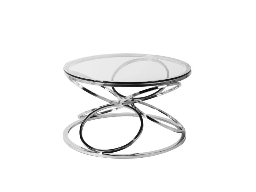 STOLIK KAWOWY okrągły, metalowa, srebrna podstawa, szklany blat, designerski styl STOLIK KAWOWY okrągły, metalowa, srebrna podstawa, szklany blat, designerski styl