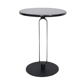 STOLIK POMOCNICZY z metalową, minimalistyczną podstawą, blat imitujący marmur, styl art deco