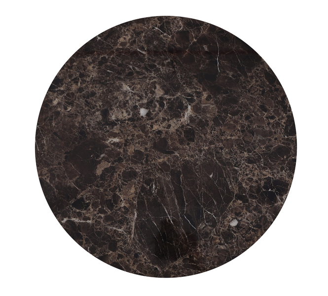 STOLIK POMOCNICZY ze złotą, metalową podstawą, brązowy blat ze spieku kamiennego, nowoczesny styl, glamour